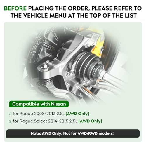 Front CV Axle Shaft Assembly fit for Nissan Rogue (AWD Only) 2.5L 2008-2013