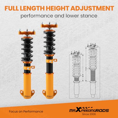 maXpeedingrods Coilovers for Benz C-Class W204 C180 C200 C220 C300 C350 2008-2014 RWD, 24 Levels Damper Adjustable Coilovers Suspension Kit, Height Adjustable Shock Absorber Lowering Kit, Gold