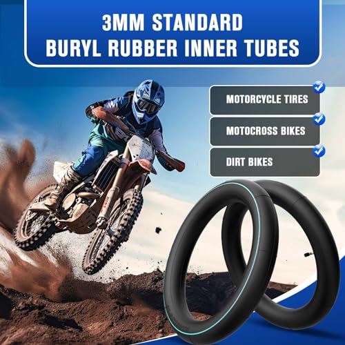 110/90-19 (4.50 x 19) Inner Tubes 110/90-19 Dirt Bike Tube Heavy Duty Motorcycle Tube with TR4 Straight Valve Stem Fits Motorcycle 3mm Thick(2 PCS) - size: 19" x 4.5"-4.7"