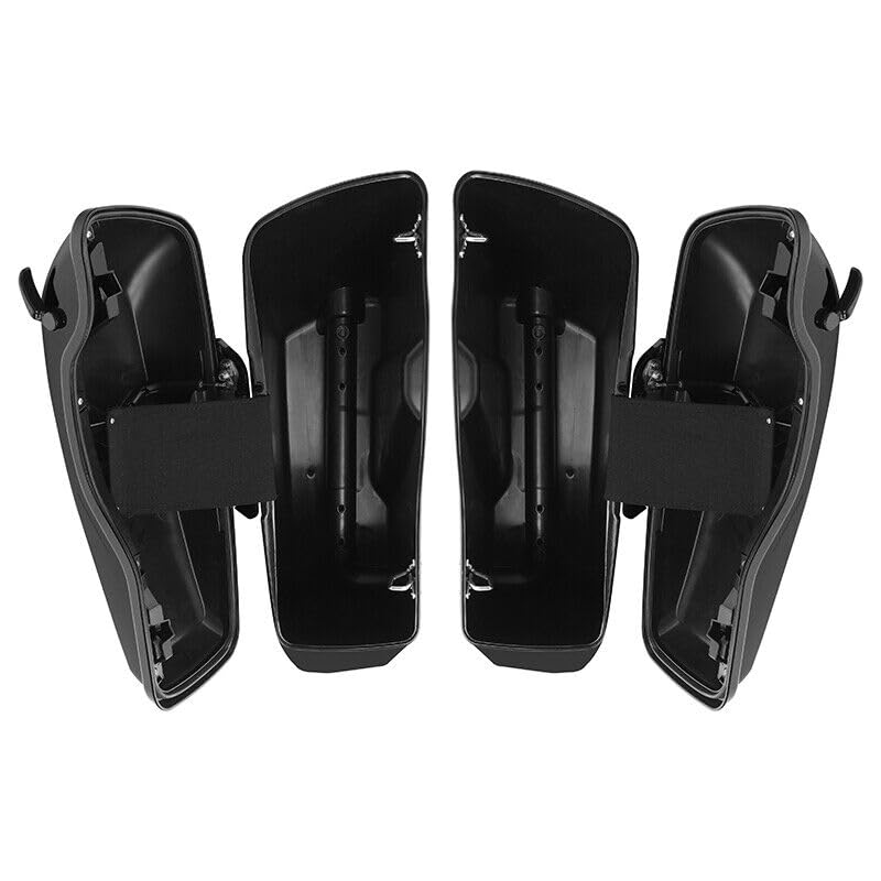 TCMT 4" Vivid Black Stretched Hard Saddlebags W/Black Latch Fits For Harley 2014-2024 Touring CVO Street Road Glide Road King - color: Black Latches, size: 4" Stretched