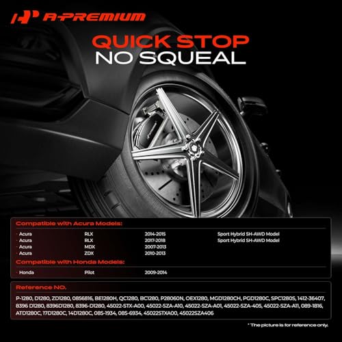 A-Premium Front Ceramic Brake Pads Compatible with Honda & Acura - style: Front - P1280