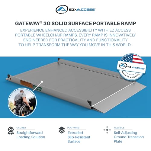EZ-ACCESS - Aluminum Portable Wheelchair Ramp - Heavy Duty Mobility Device, Handicap Ramp with Textured Surface for Steps, and Self-Adjusting Bottom Transition Plates - 3G 4-Foot - size: 48 Inch (Pack of 1), style: Ramp Only