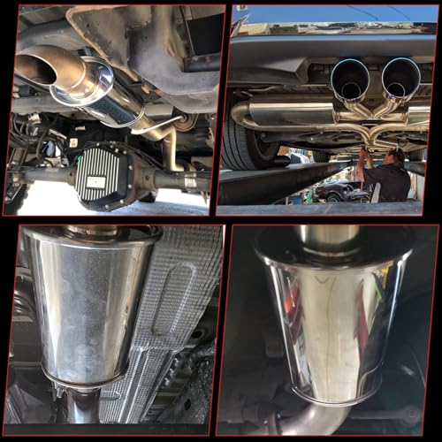 LCGP 2.25” Ultra Quiet Resonator, 2.25'' Inlet & Outlet 14" Overall Length Universal Muffler, 304 Stainless Steel High Performance resonator 2.25", Oval Muffler Shape, Silver - size: 2.25"
