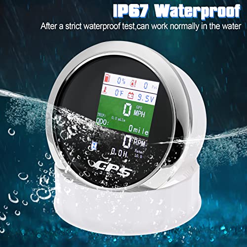 6-in-1 GPS Speedometer 3-3/8" 85mm MAIMEIMI Multi-Functional Adjustable Tachometer Voltmeter Fuel Level Water Temp Oil Pressure with Alarm for Car Boat Marine 9-32V Black - color: Black