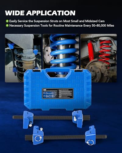 OMT Macpherson Strut Spring Compressor Tool Set with 10.5" Range - color: Blue, size: 10.5" Max. Compression Stroke