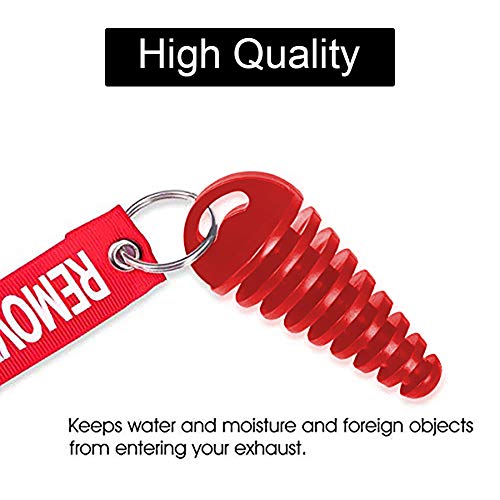 Red 0.6"-1.5" Muffler Exhaust Wash Plug, Motorcycle Dirt Bike 2 Stroke w/Streamer Flight Rubber Exhaust Silencer -2 Pack - color: 2 Red