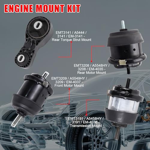 4Pcs Engine Motor Transmission Mount Fit for 2009-2017 Chevrolet Traverse - size: 2009-2017 for Chevrolet Traverse V6 3.6L