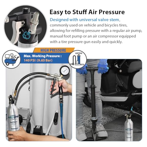 FIRSTINFO 1000 mL Aluminum Refillable Pressure Fluid Spray Can, 140 PSI - size: 33.8 Ounces w/ 2 Nozzles