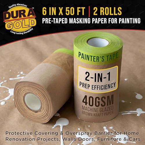 Dura-Gold ํ์ธํ
์ฉ ์ฌ์ ํ
์ดํ ๋ง์คํน ํ์ดํผ (15.2cm x 15.2m(6์ธ์น x 50ํผํธ), 2๋กค) - ํ
์ดํ ๋ฐ ๋๋ ์ดํ ํ์ธํฐ ์ฉ์ง, ๋ณดํธ ์ปค๋ฒ, ํ ๋ฆฌ๋
ธ๋ฒ ์ด์
ํ๋ก์ ํธ, ๋ฒฝ ๋ฌธ, ๊ฐ๊ตฌ, ์๋์ฐจ์ฉ ์ค๋ฒ์คํ๋ ์ด ์ฅ๋ฒฝ - size: 6-inch-x-50-feet (Pack of 2)