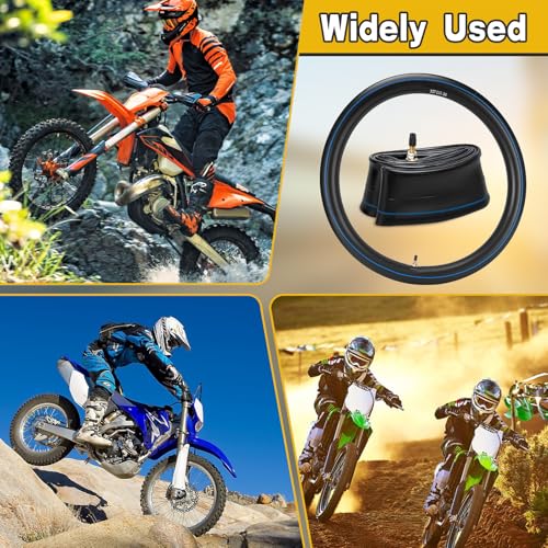 (2-Pack) 2.75/3.00-21" Inner Tubes 80/100-21 or 90/90-21 Heavy Duty Dirt Bike Inner Tubes, 2mm Thick, TR4 Valve, Fits HondaAfrica Twin CRF230, CRF250, CR250 Kawasaki KLR, KDX200 and More - size: 2.75/3.00-21" (80/100-21")