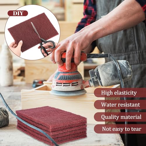 50 Pack Red Fine Scuff Pads 6 X 9 in Abrasive Sanding Pad - color: Red