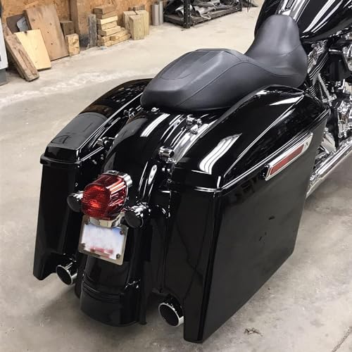 TCT-MOTORPARTS Vivid Black 5" Stretched Saddlebags Extended Hard Saddle Bags w/Chrome Latches Fit For Touring Models Road King Glide Electra Street Glide CVO Ultra Classic 2014-2024 - color: Vivid Black w/ Chrome Latches, size: Stretched