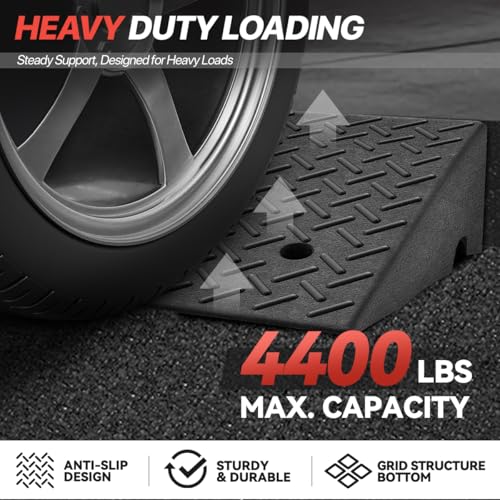 7" Rise Rubber Curb Ramp for Forklift, Driveway Sidewalk, Heavy Duty Car - size: 7" Rise
