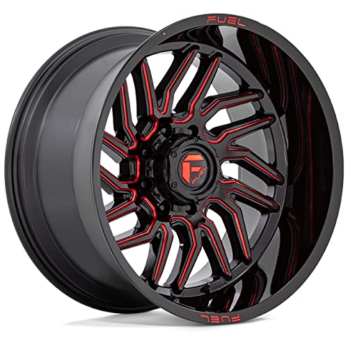 20x10 Fuel D808 Hurricane Gloss Black Milled Red Wheel 6x135 (-18mm) - color: GLOSS BLACK MILLED RED TINT, size: 20X10, 6X135, 4.79, -18mm