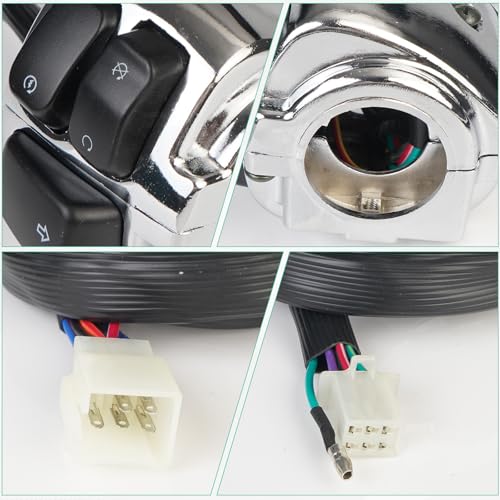 BHB Motorcycle 1" Handlebar Switches Control and Wiring Harness Compatible with Harley Softail 1996-2012 Dyna Sportster V-Rod (Silver) - color: Silver