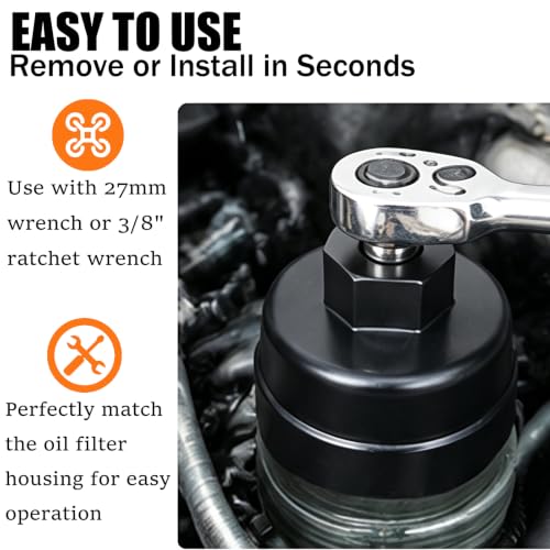 64mm Oil Filter Wrench, 14 Flute 6 Slot Cap Removal Tool