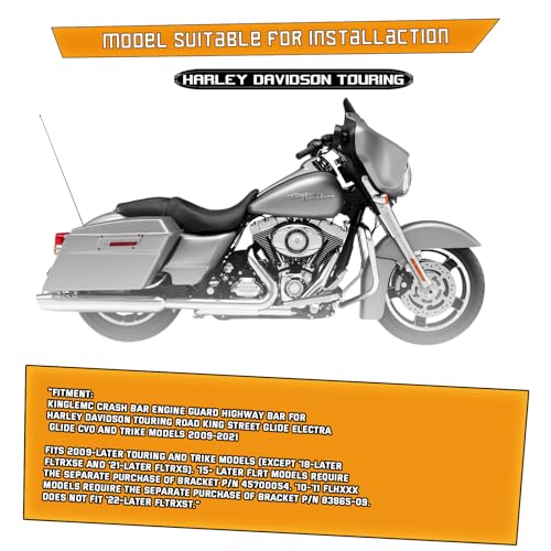 Kinglemc Crash Bar Engine Guard for Harley Touring(Black) - color: Black-Updated