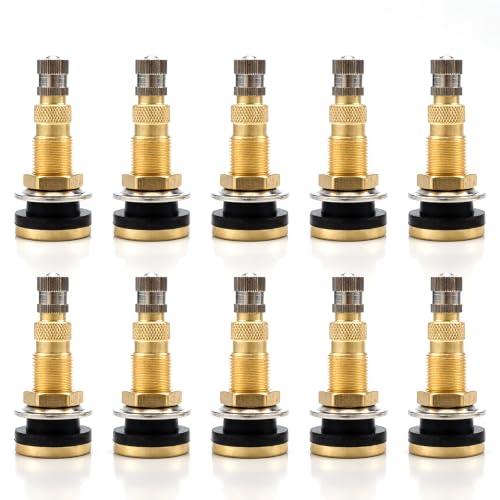 TR618A Valve Stem Clamp-in Tubeless Brass Air Liquid Tire Valve Stem for Tractor Grader Backhoe Applications Industrial Agricultural Tires (10 PCS) - size: TR618