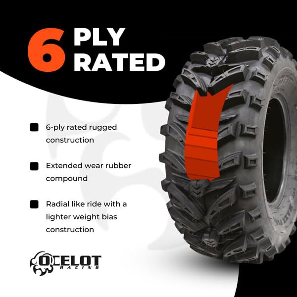 Ocelot Maxx Plus 27x9x12 ATV/UTV Tire – 6-Ply Off-Road Tire for Mud, Sand, Snow & Trails, Aggressive Tread with Siped Lugs, Self-Cleaning Design, Durable All-Terrain Performance, Inspired by AMS