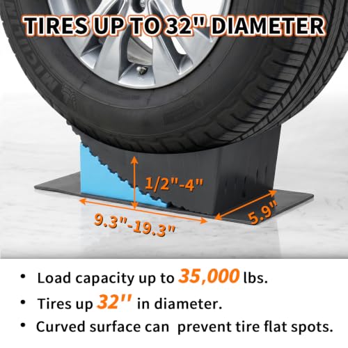 OULEME 2 PK RV Leveling Block, Dual Axle Trailer Curved Leveler Ramp, Blue - color: Blue, size: M (13*6*4.3 inches)