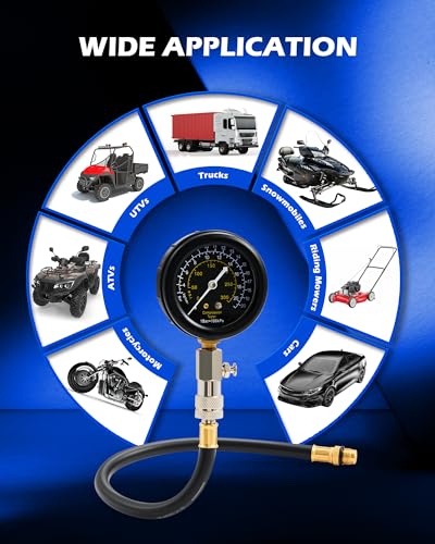 OMT 8pc Petrol Engine Cylinder Pressure Test Kit with 300 PSI Dual Gauge