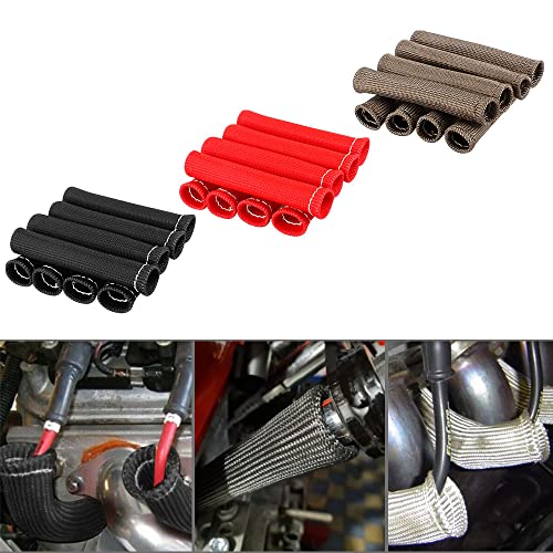 Spark Plug Wire Boots Thermal Protection Insulator Sleeve, 1200 Degree Heat shield Cover Wrap 6 inch for Car Truck 8PCS(red) - color: red