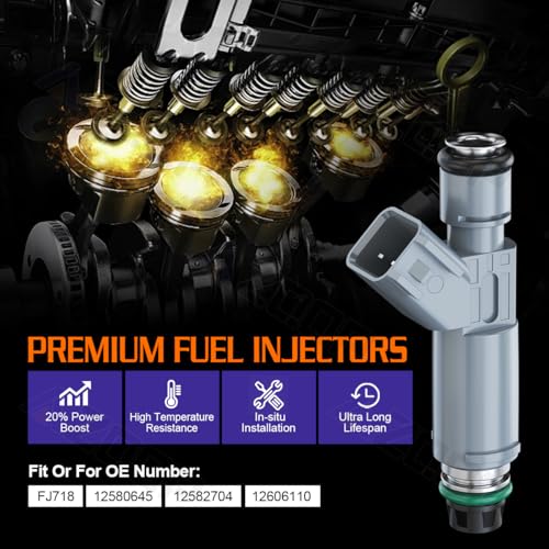 FJ718 Fuel Injectors Upgrade Compatible with Saturn Ion L4 2.4L (2006-2007), Replace# 12606110, 12582704, 2172907, 8001695N, 2204588156 |12 Holes| |Set of 4|