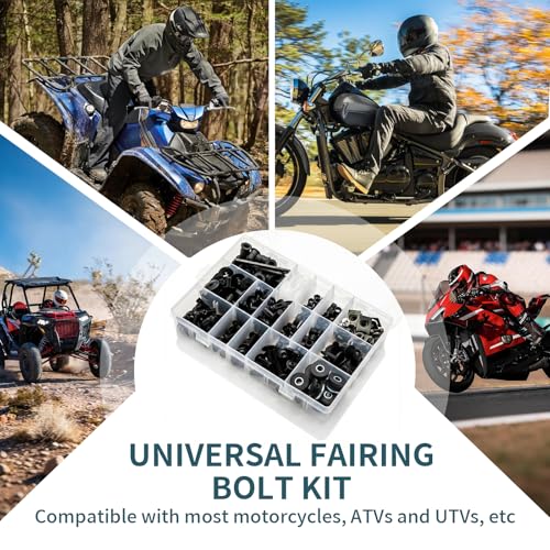 397PCS Motorcycle Fairing Bolt Kit, M4 M5 M6 Stainless Steel 304 - color: black