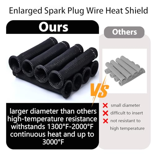 3500°F Spark Plug Wire Heat Shield for LS SBC V8 Spark Plug Wire Sleeves - color: Black