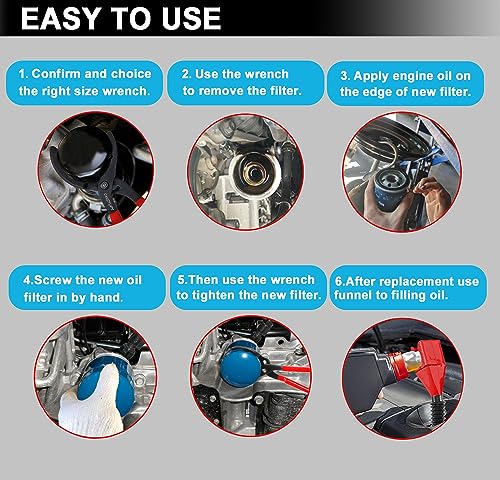 Oil Filter Wrench Set, Adjustable Oil Filter Pliers Set (6Pcs) - size: 6 Pack - Black & Red