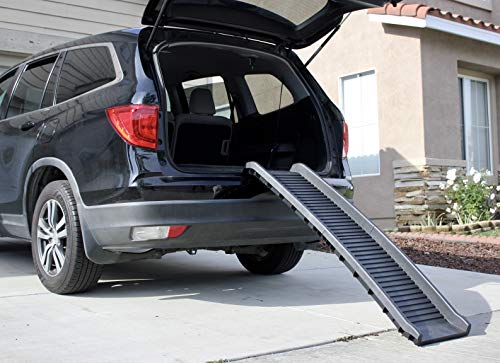PawStep 61" Folding Pet Ramp, Portable Dog Ramp for Cars, SUVs, Beds & Couches, Lightweight PP Construction, Textured Surface, Optional Carpet for Added Traction, 165 lb Capacity (50524) - size: Pack of 1