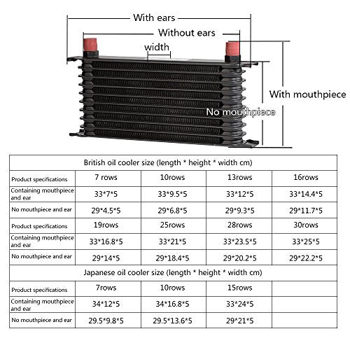 G-PLUS AN10-10AN Universal Engine Aluminum Transmission Racing Oil Cooler (Black, 15 Row Japanese-Style) - color: Black, size: 15 Row
