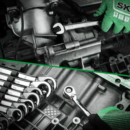 SK Reversible Ratcheting Combination Wrench Set, 13-Piece, SAE 1/4" to 1" - size: SAE,13-Piece