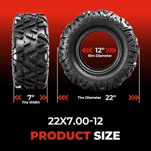 ATV/UTV Tires 22x7-12,6-Ply Tubeless Tire,Set of 2 - size: 22x7-12
