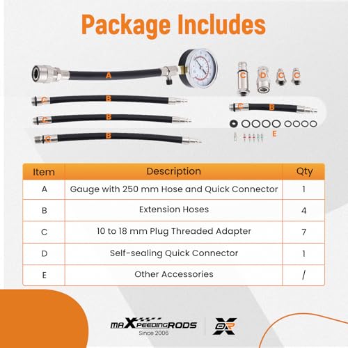 maXpeedingrods Engine Compression Tester Kit, 0-300psi/21Bar Cylinder Gauge - style: Engine Compression Tester