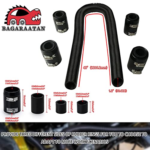 48" Flexible Radiator Hose Stainless Steel Coolant Radiator Hose - size: 48″-Black