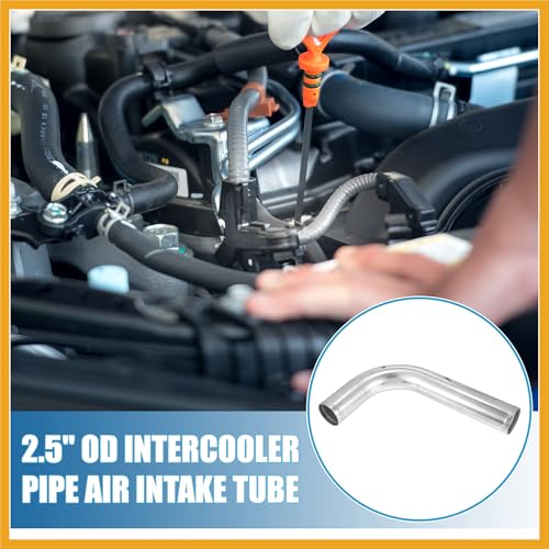 Universal 90 Degree L Shape Bend Elbow Intercooler Pipe Air Intake Tube 2.5" OD 63mm OD 500mm 19.69" Length Intercooler Pipe Aluminum Alloy Replacement