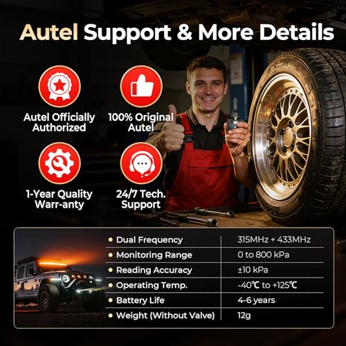 Autel TPMS Sensors Set of 4: Universal Programmable Tire Pressure Sensors