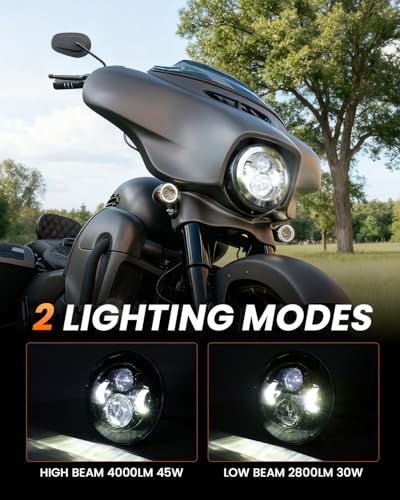 BICYACO DOT 7 Inch Motorcycle LED Headlight Headlamp Compatible with Harley Davidson Electra Glide Street Glide Fat Boy Road King Heritage Softail Switchback Chrome - color: Silver B