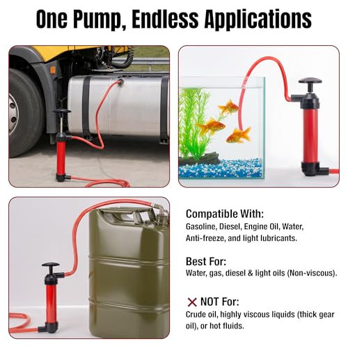 Thorstone 200cc Siphon Fluid Transfer Pump Kit With Max 86 Inch Long Hoses