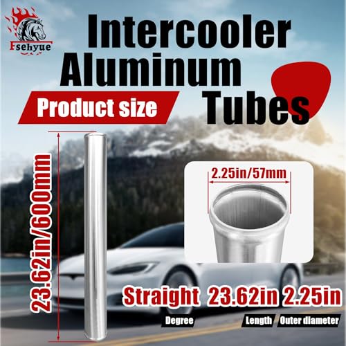 2.25" 57mm OD Aluminum Intercooler Pipe Straight Aluminum Pipe 23.62in 600mm Length Intercooler Piping Air Intake Tube Aluminum Round Tube Wire Drawing Treatment Silver - color: Straight, size: OD: 2.25"(57mm) L: 23.62"(600mm)