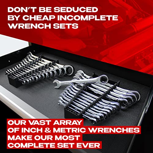 Jaeger 26pc Ratcheting Wrench Master Set - Metric & Inch/SAE Combination Sizes - size: 26pc Inch + Metric