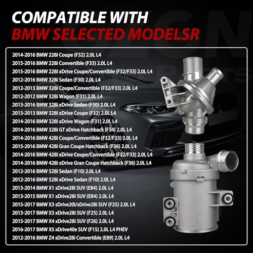 Electric Engine Water Pump W/Aluminum Thermostat Compatible with BMW