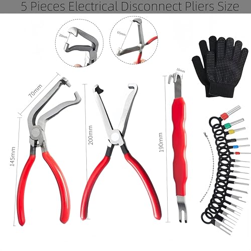 21-Piece Automotive Electrical Disconnect Pliers Set, 60° Angled & Straight, Terminal Depinning Kit, Wire Harness Connector Removal, Fuel Injector MAF ABS ECU, Cars Trucks SUVs