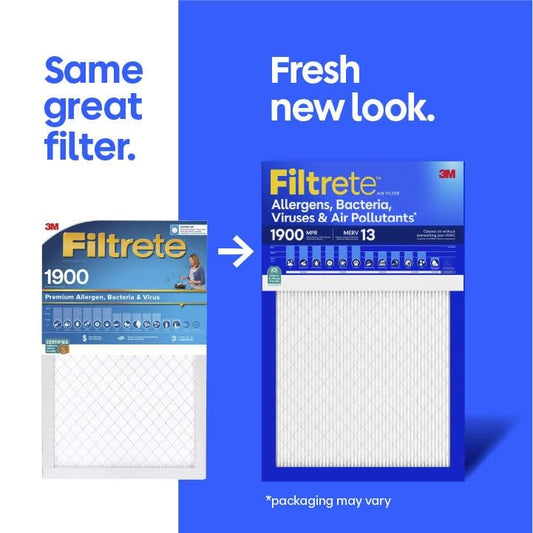 Filtrete 12x24x1 Air Filter, MERV 13 MPR 1900, Allergens, Bacteria, Viruses & Air Pollutants, 3-Month AC/Furnace Filters, Cleaner Air Reliable Airflow, 2 HVAC Filters(Act Size 11.68x23.68x0.78 in) - size: 12x24x1