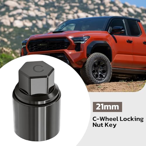 Black 21mm C-Wheel Locking Nut Key, Anti-Theft Screw Nut, Replacement for Senna, Replacement for Toyota Tacoma - color: Black, size: Socket C 21mm