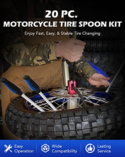 OMT 11.5 in Tire Spoon Kit, 20pc Motorcycle Changing Tool, 4pc Rim Covers - size: 11.5"