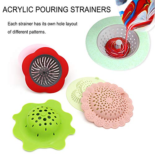 5P Acrylic Pouring Strainers Fluid Art Tools DIY Abstract Pour Painting