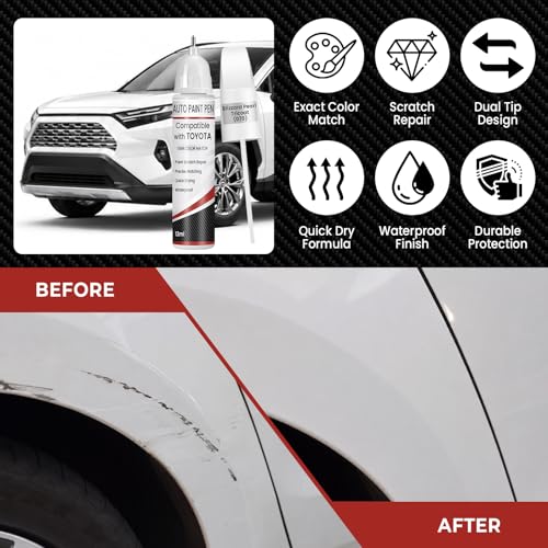 Blizzard Pearl Tricoat(070) Touch Up Paint for Toyota, 0.4 fl oz OEM Color Match Professional Grade Car Paint Scratch Remover for Avalon/RAV4/Camry/Corolla/Highlander/Prius/Sequoia/Sienna - color: Blizzard Pearl Tricoat