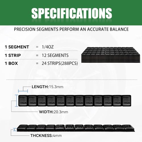 1/4 oz Stick On Wheel Weights 288pcs Easy Peel Black - color: Black, size: 0.25oz-288PCS